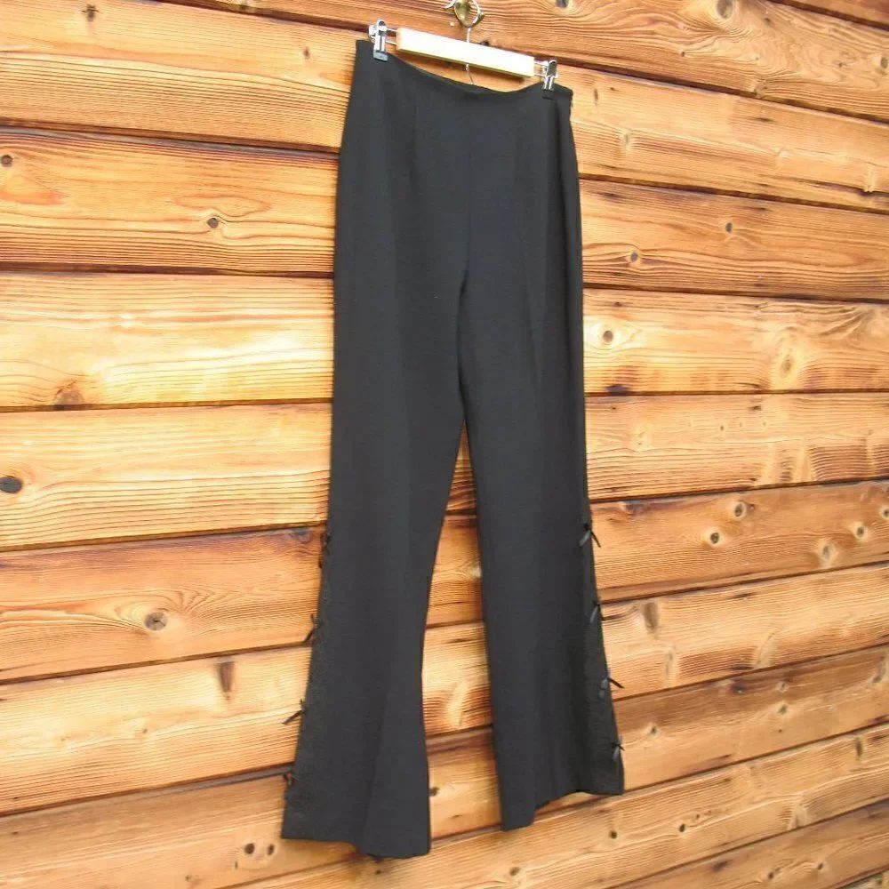 Escada High Rise Crepe Wool Flare Leg Pants - Picture 4 of 11